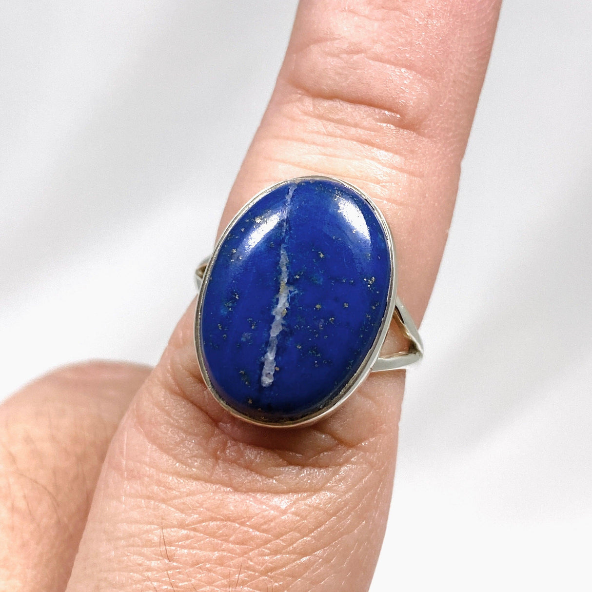 Lapis Lazuli Oval Cabochon Ring with Split Band Size 8 KRGJ1962 - Nature's Magick