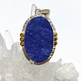 Lapis Lazuli Oval Raw Pendant with Brass Accents KPGJ4855