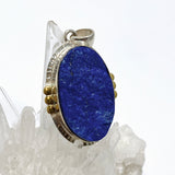 Lapis Lazuli Oval Raw Pendant with Brass Accents KPGJ4855