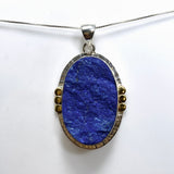 Lapis Lazuli Oval Raw Pendant with Brass Accents KPGJ4855