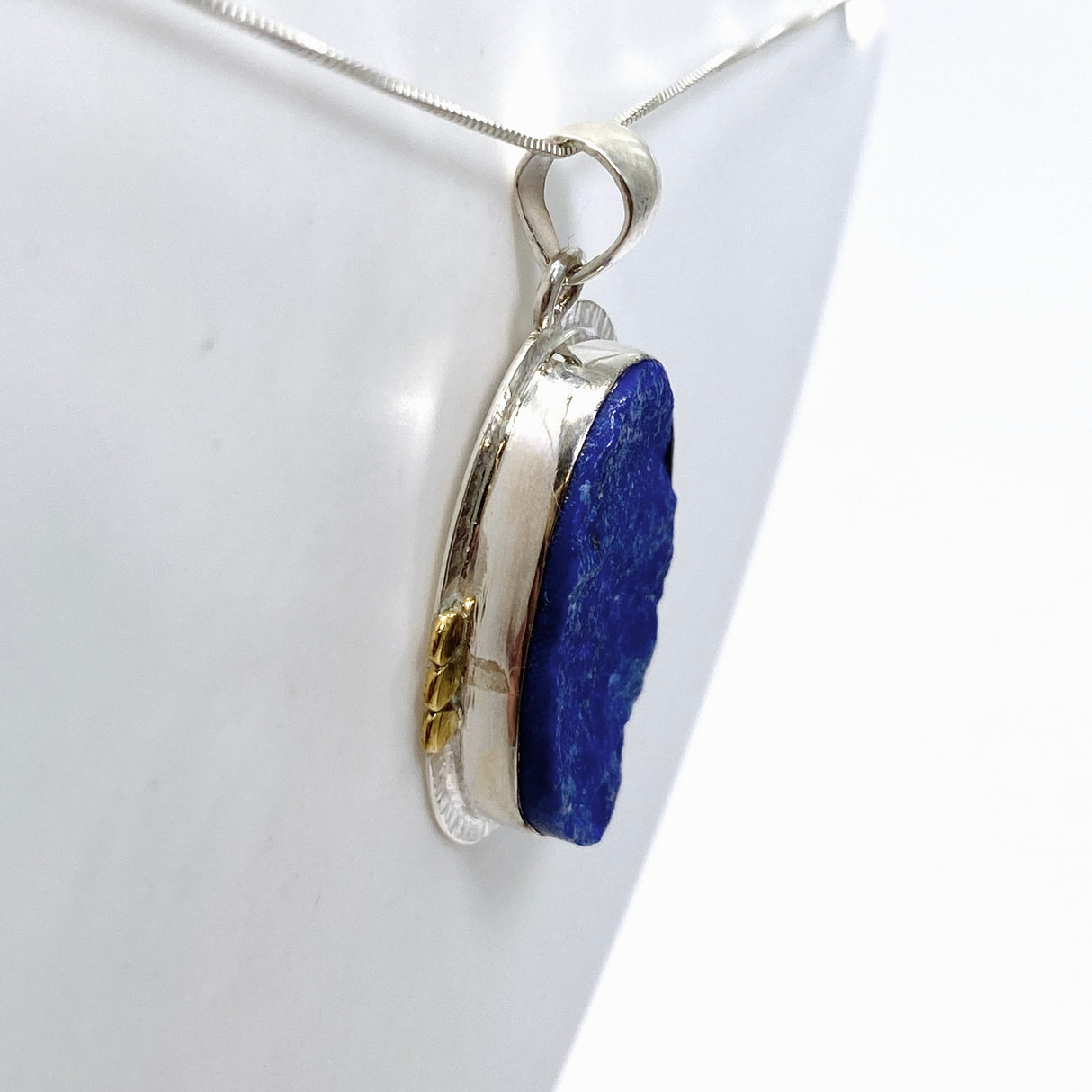 Lapis Lazuli Oval Raw Pendant with Brass Accents KPGJ4855