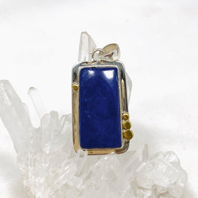 Lapis Lazuli Rectangular Pendant with Brass Detailing KPGJ3821 - Nature's Magick