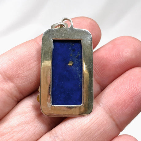 Lapis Lazuli Rectangular Pendant with Brass Detailing KPGJ3821 - Nature's Magick