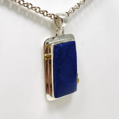 Lapis Lazuli Rectangular Pendant with Brass Detailing KPGJ3821 - Nature's Magick