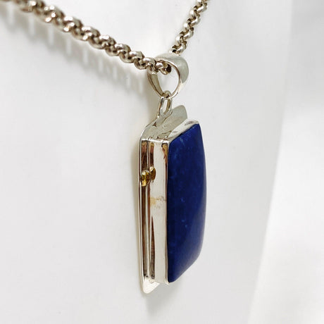 Lapis Lazuli Rectangular Pendant with Brass Detailing KPGJ3821 - Nature's Magick