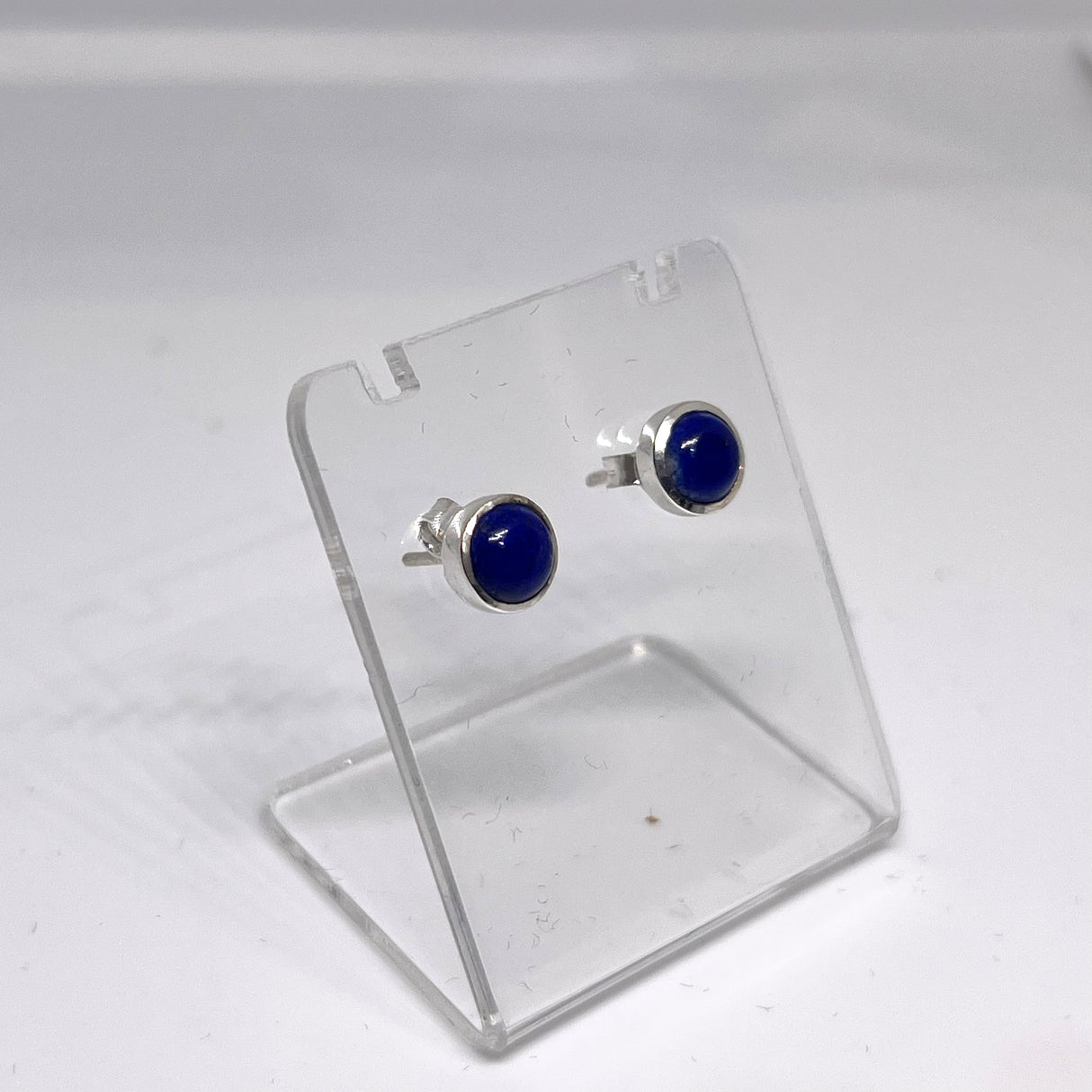 Lapis Lazuli Round Cabochon Bezel Set Stud Earings 5.5mm PSE022