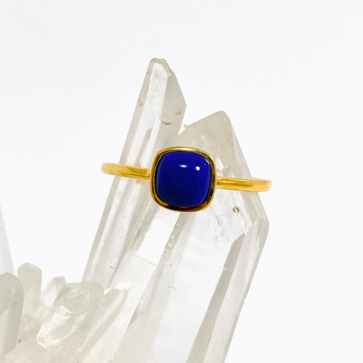 Lapis Lazuli Square Cabochon Gold Plated Ring Size 10 RG591G-10