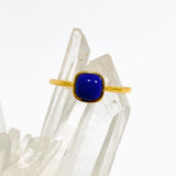 Lapis Lazuli Square Cabochon Gold Plated Ring Size 10 RG591G-10