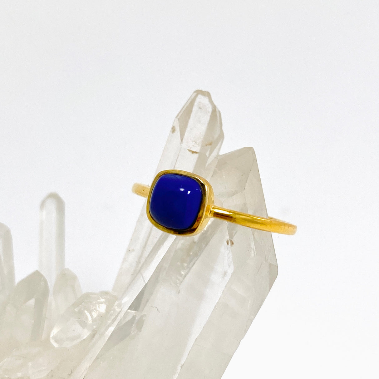 Lapis Lazuli Square Cabochon Gold Plated Ring Size 10 RG591G-10