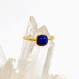 Lapis Lazuli Square Cabochon Gold Plated Ring Size 10 RG591G-10