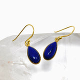 Lapis Lazuli Teardrop Cabochon Gold Plated Drop Earrings C210YG-LAP