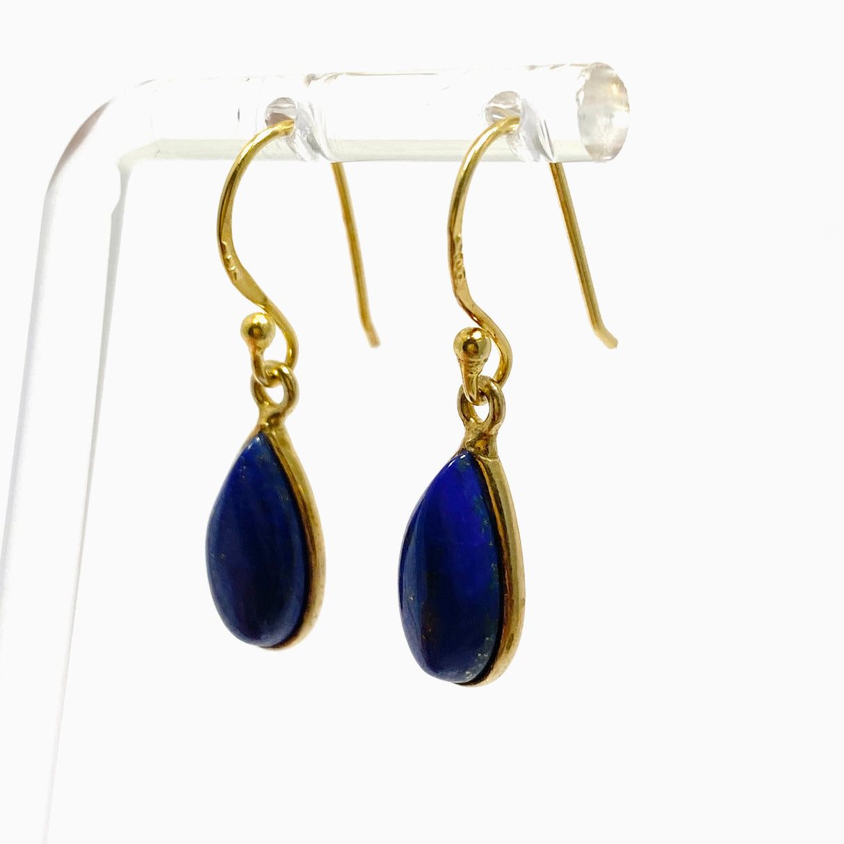 Lapis Lazuli Teardrop Cabochon Gold Plated Drop Earrings C210YG-LAP