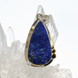 Lapis Lazuli Teardrop Raw Pendant with Brass Accents KPGJ4853