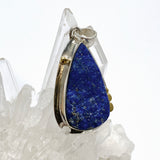 Lapis Lazuli Teardrop Raw Pendant with Brass Accents KPGJ4853