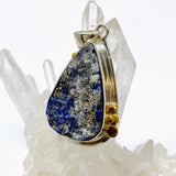 Lapis Lazuli Teardrop Raw Pendant with Brass Accents KPGJ4854