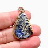 Lapis Lazuli Teardrop Raw Pendant with Brass Accents KPGJ4854