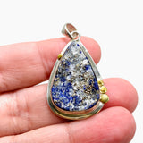 Lapis Lazuli Teardrop Raw Pendant with Brass Accents KPGJ4854