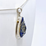 Lapis Lazuli Teardrop Raw Pendant with Brass Accents KPGJ4854