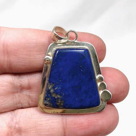 Lapis Lazuli Trapesium Pendant with Silver Detailing KPGJ3820 - Nature's Magick