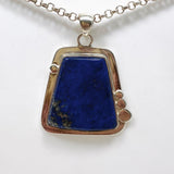 Lapis Lazuli Trapesium Pendant with Silver Detailing KPGJ3820 - Nature's Magick