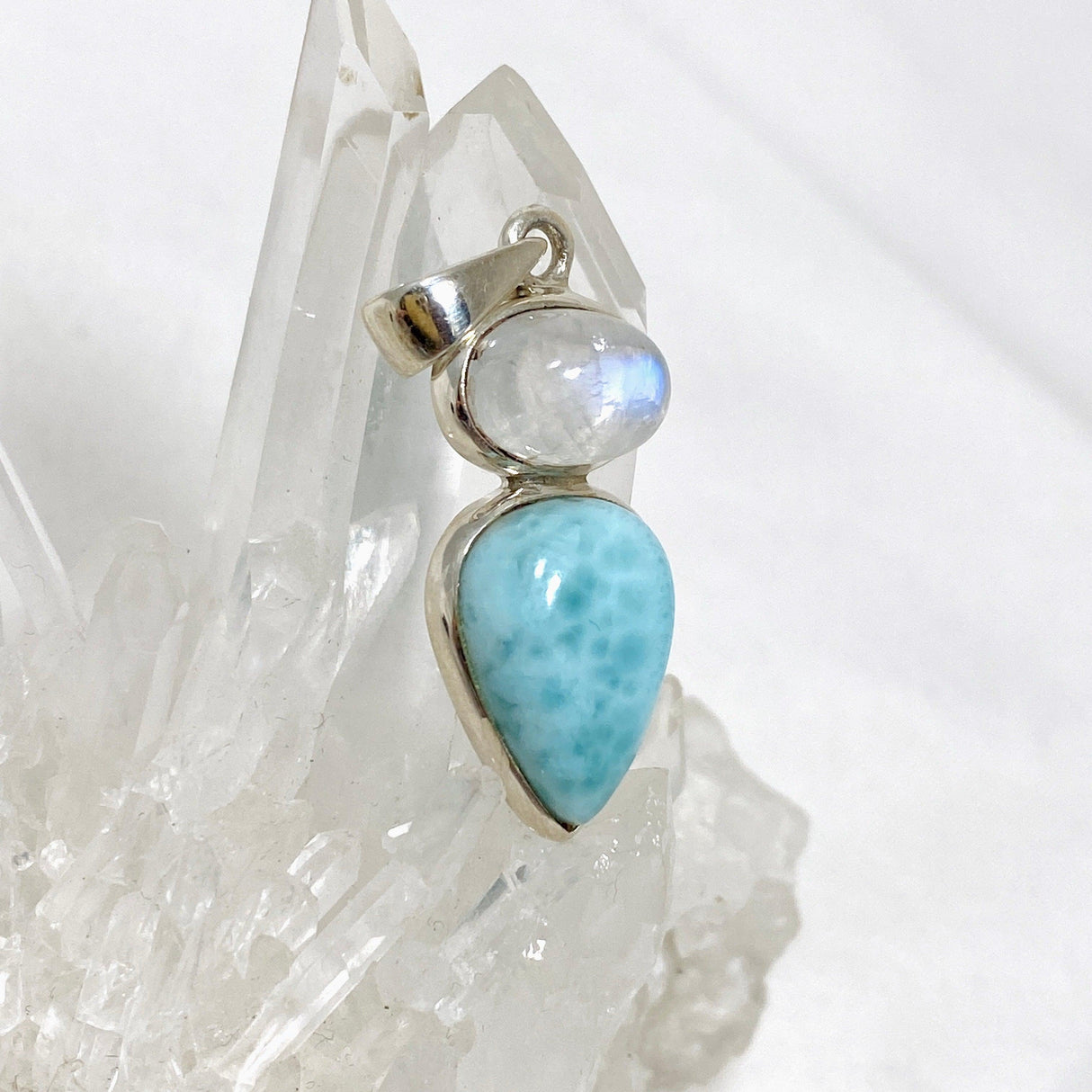 Larimar and Moonstone Multi-stone Pendant PPGJ735 - Nature's Magick