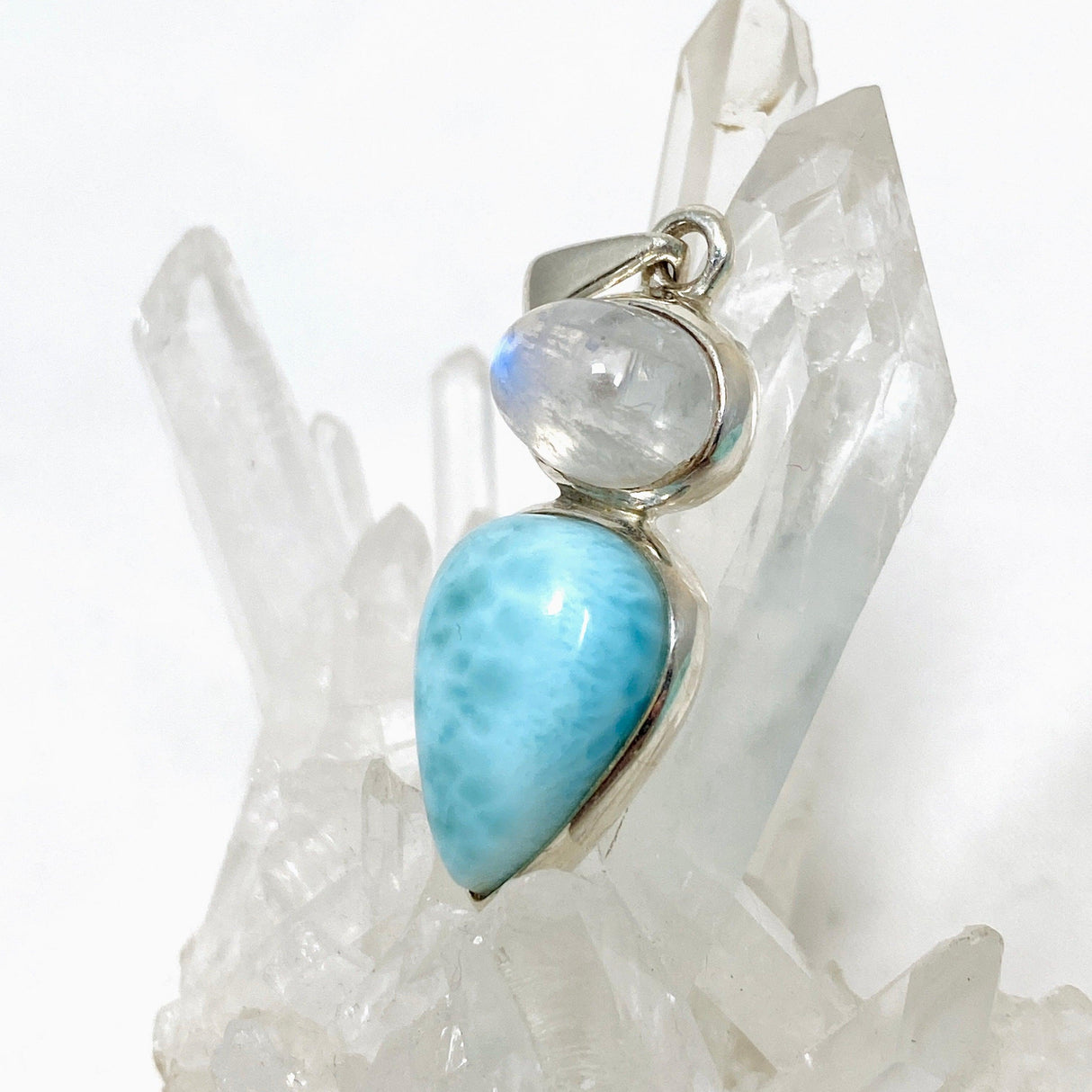 Larimar and Moonstone Multi-stone Pendant PPGJ735 - Nature's Magick