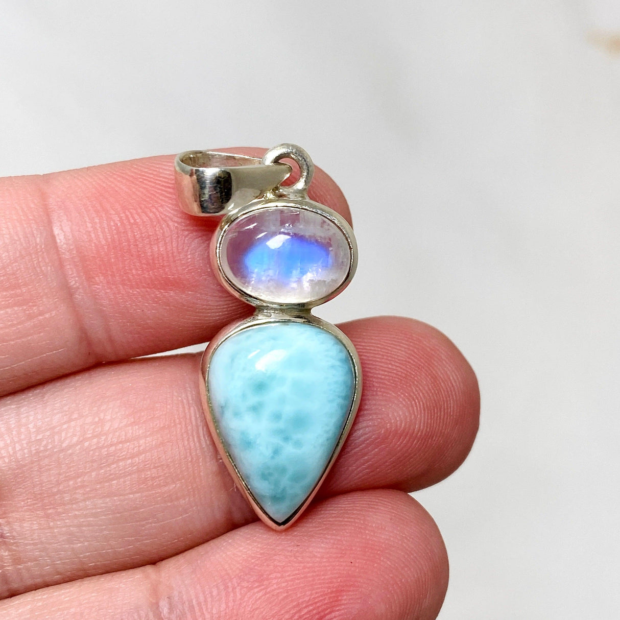 Larimar and Moonstone Multi-stone Pendant PPGJ735 - Nature's Magick