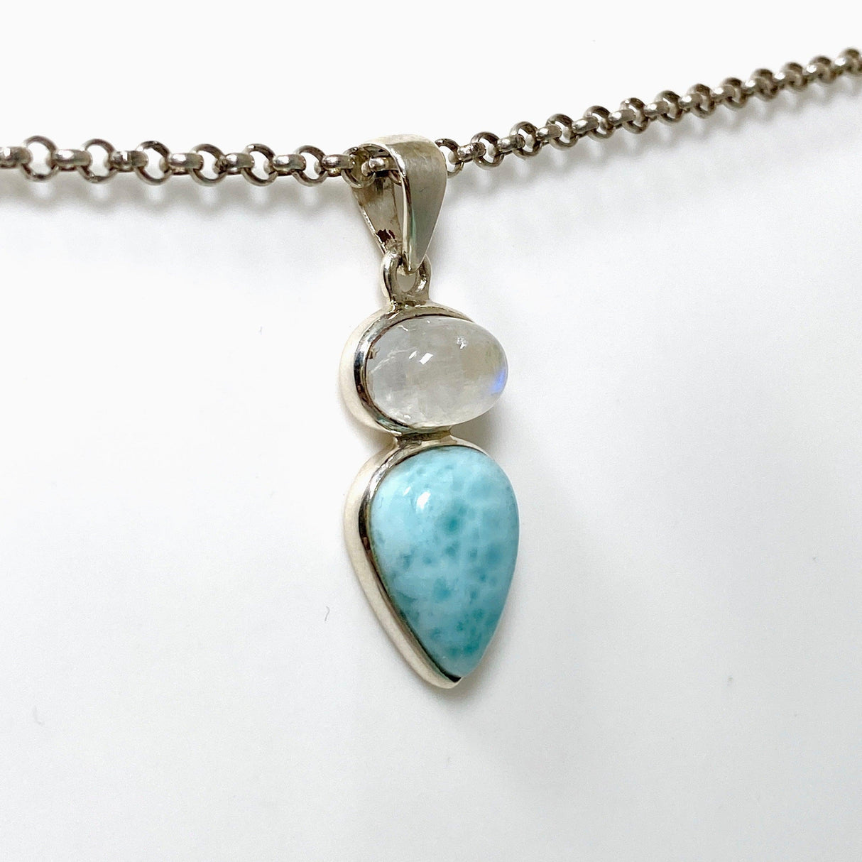 Larimar and Moonstone Multi-stone Pendant PPGJ735 - Nature's Magick