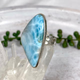 Larimar freeform beaten band ring s.11 KRGJ2181 - Nature's Magick