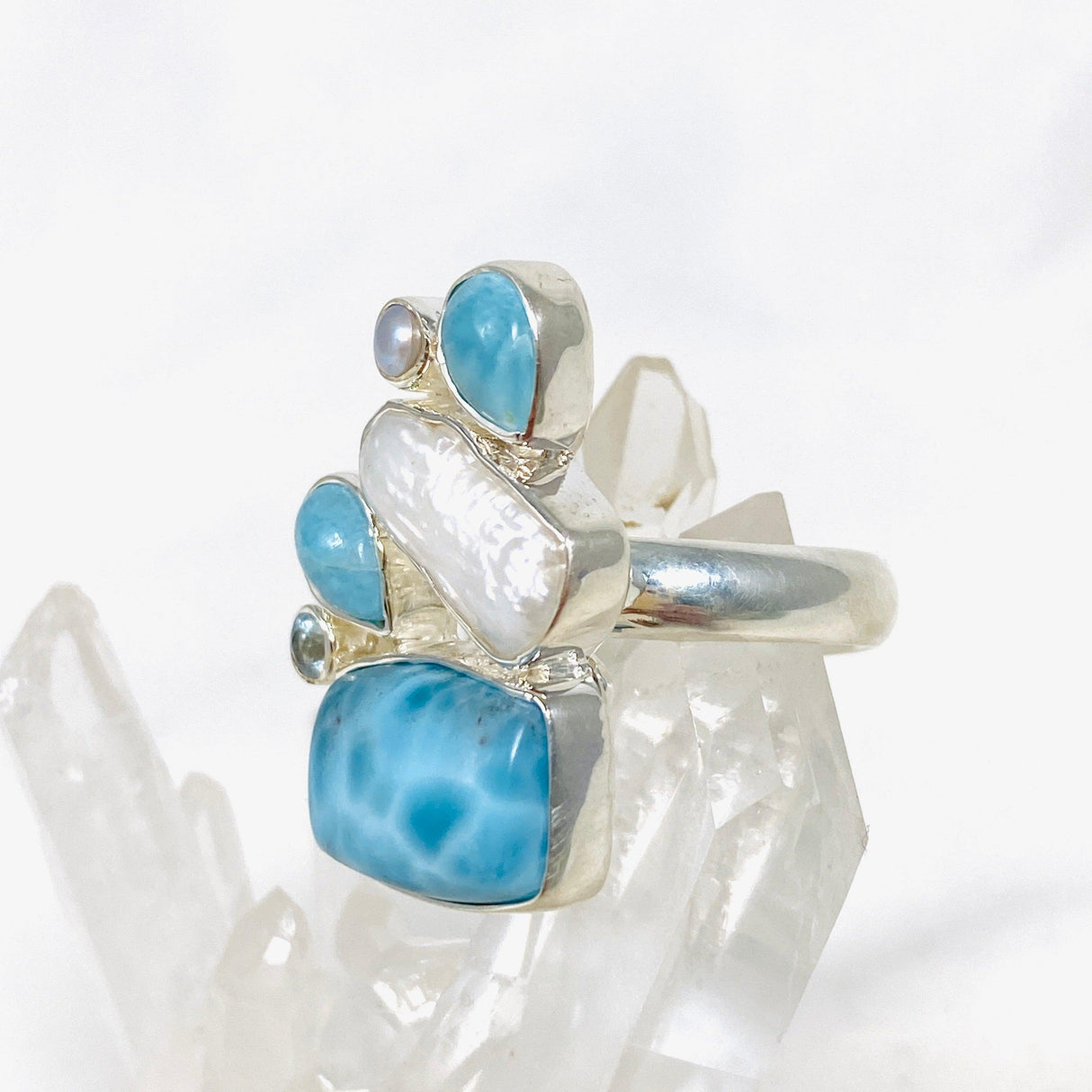 Larimar Multi Stone Ring Size 8 Adj KRGJ3094 - Nature's Magick