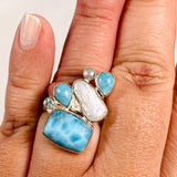 Larimar Multi Stone Ring Size 8 Adj KRGJ3094 - Nature's Magick