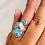 Larimar Multi Stone Ring Size 8 Adj KRGJ3094 - Nature's Magick