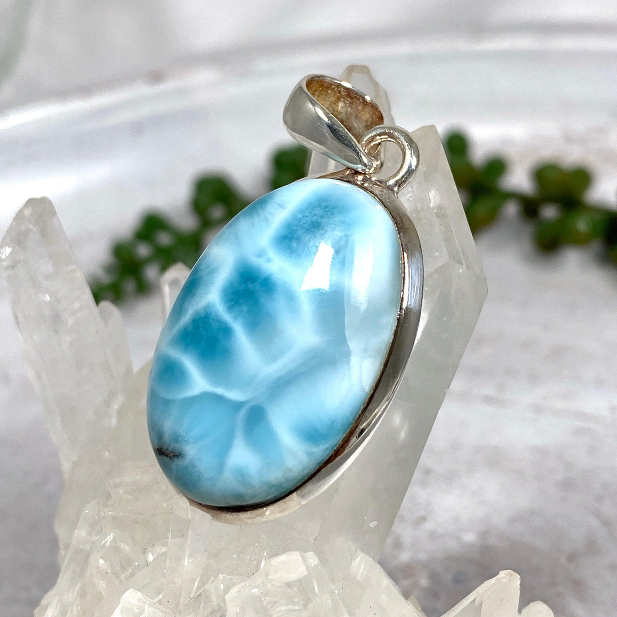 Larimar oval pendant KPGJ2818 - Nature's Magick