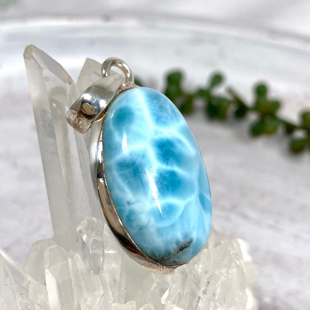 Larimar oval pendant KPGJ2818 - Nature's Magick