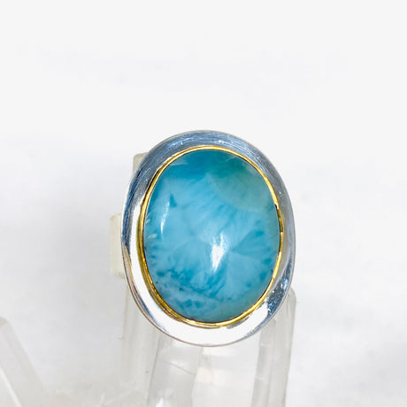 Larimar Oval Ring with Brass Detailing Size 10 KRGJ3104 - Nature's Magick