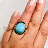 Larimar Oval Ring with Brass Detailing Size 10 KRGJ3104 - Nature's Magick