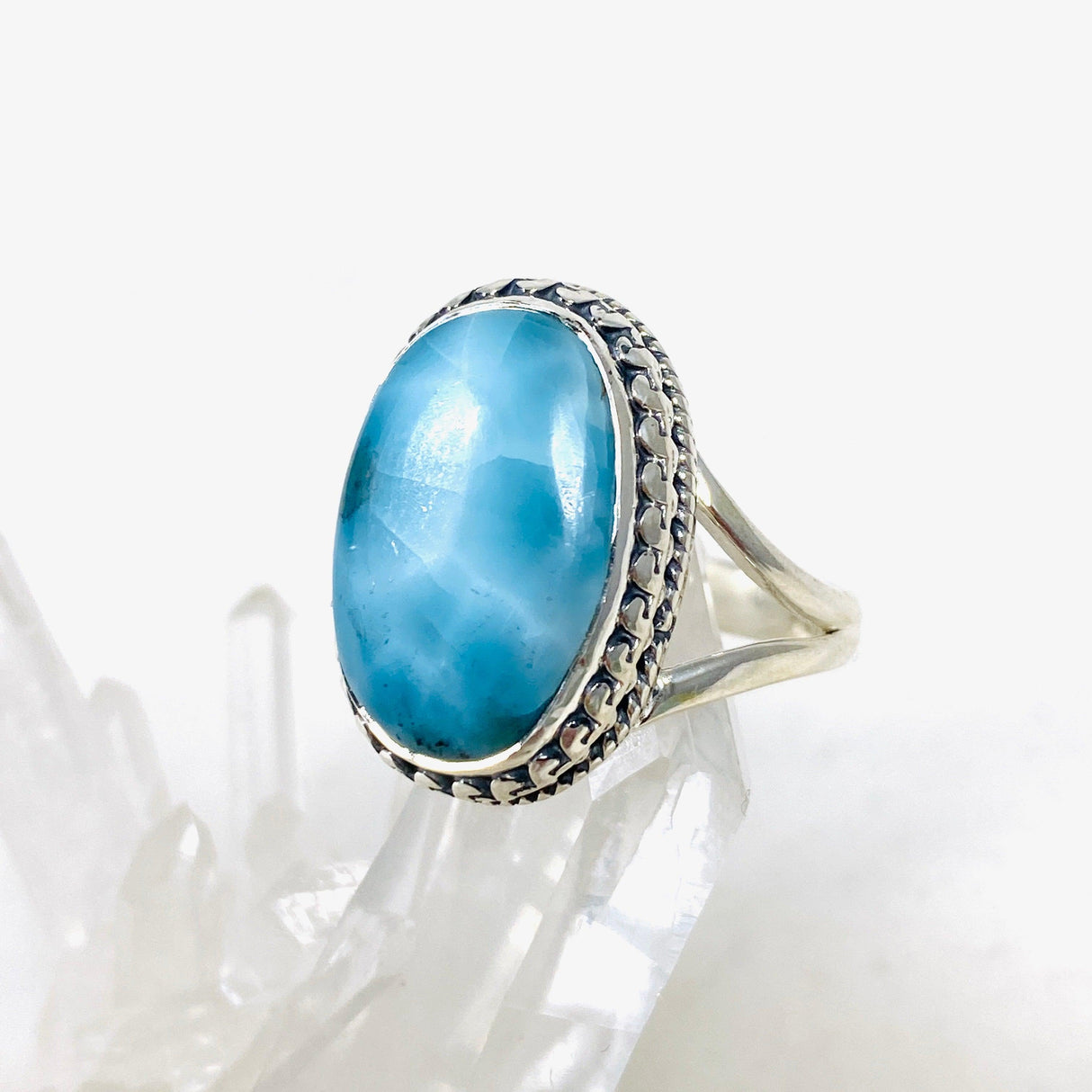 Larimar Oval Ring with Filagree Size 10 KRGJ3106 - Nature's Magick