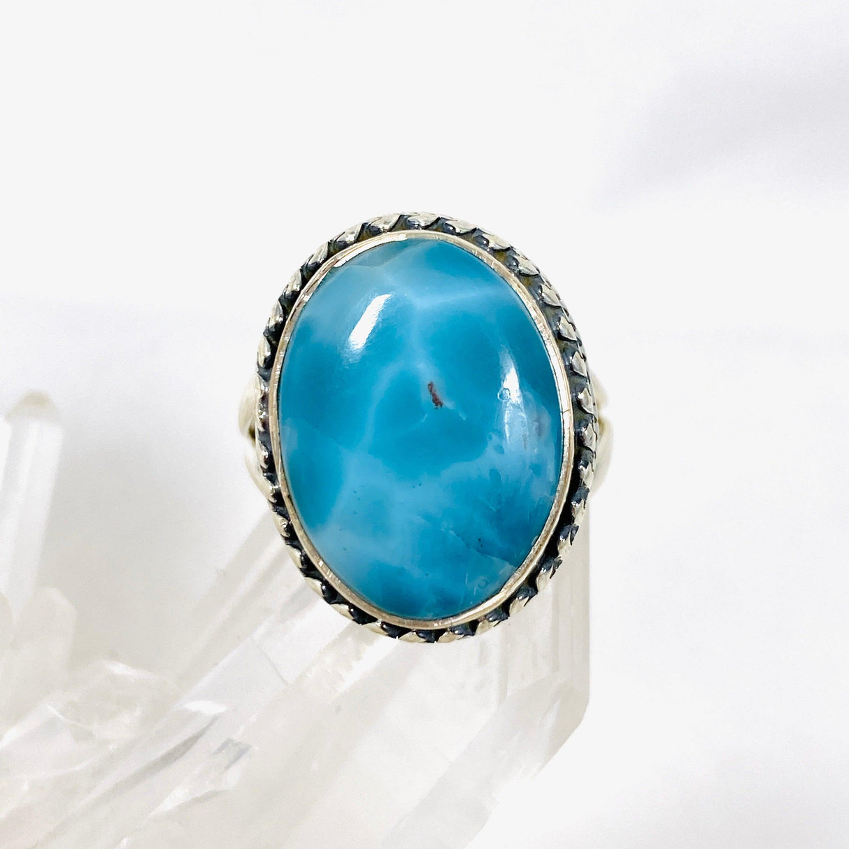 Larimar Oval Ring with Filagree Size 7 KRGJ3105 - Nature's Magick