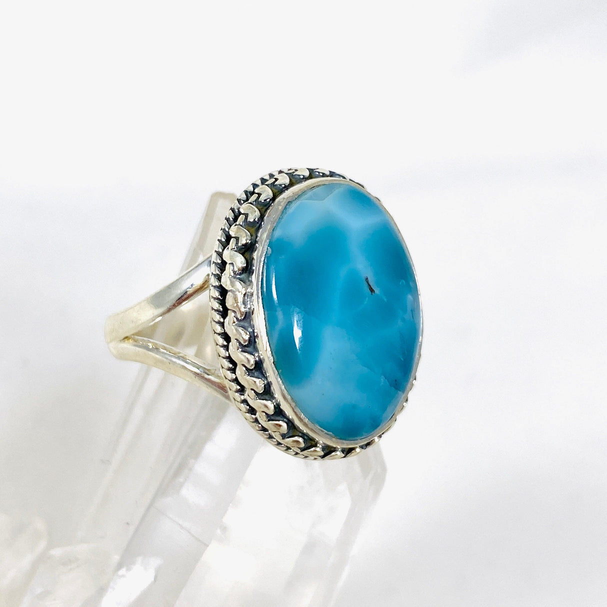 Larimar Oval Ring with Filagree Size 7 KRGJ3105 - Nature's Magick