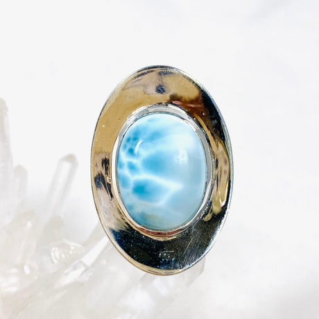 Larimar Oval Ring with Silverwork Size 8 KRGJ3103 - Nature's Magick
