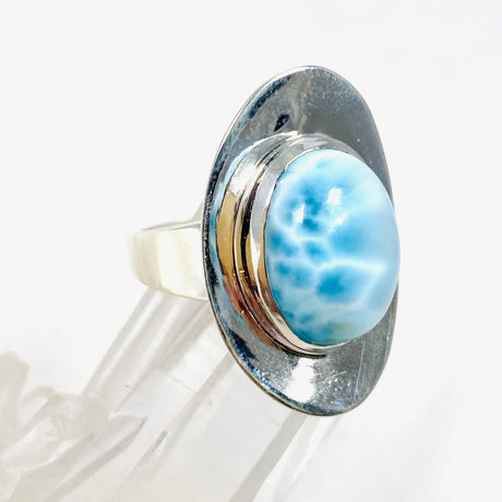 Larimar Oval Ring with Silverwork Size 8 KRGJ3103 - Nature's Magick