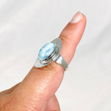 Larimar Oval Ring with Silverwork Size 8 KRGJ3103 - Nature's Magick