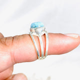 Larimar Oval Ring with Three Band Detailing Size 6 KRGJ3102 - Nature's Magick