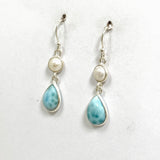 Larimar Teardrop Cabochon with Pearl Accent Earrings ER232-LAR