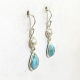 Larimar Teardrop Cabochon with Pearl Accent Earrings ER232-LAR