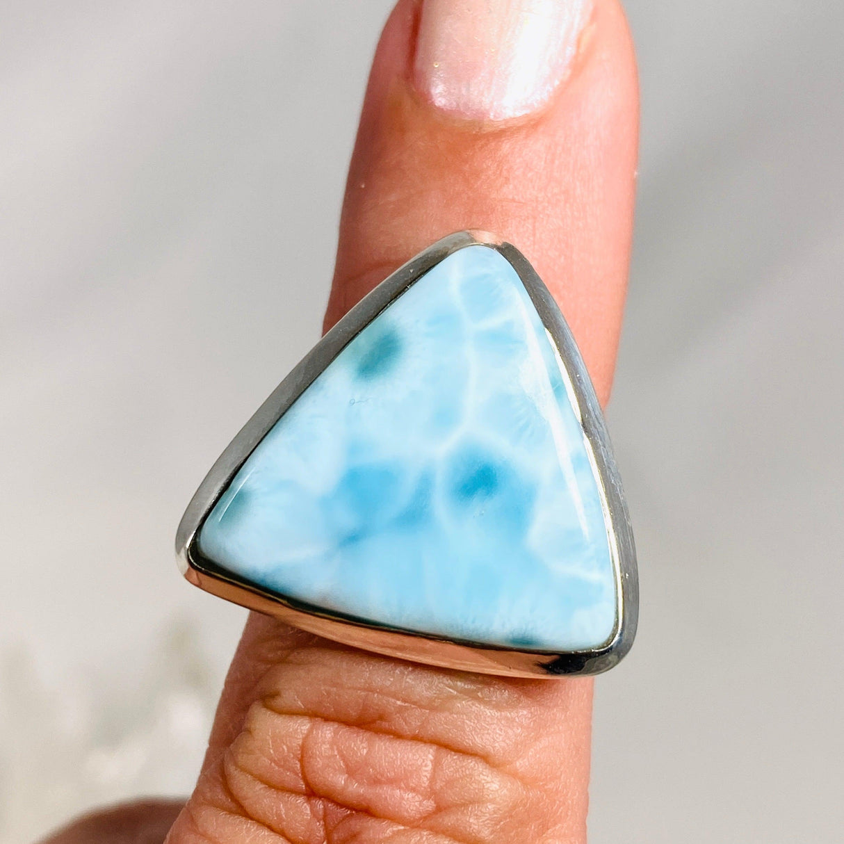 Larimar Triangular Ring Size 6 KRGJ3097 - Nature's Magick