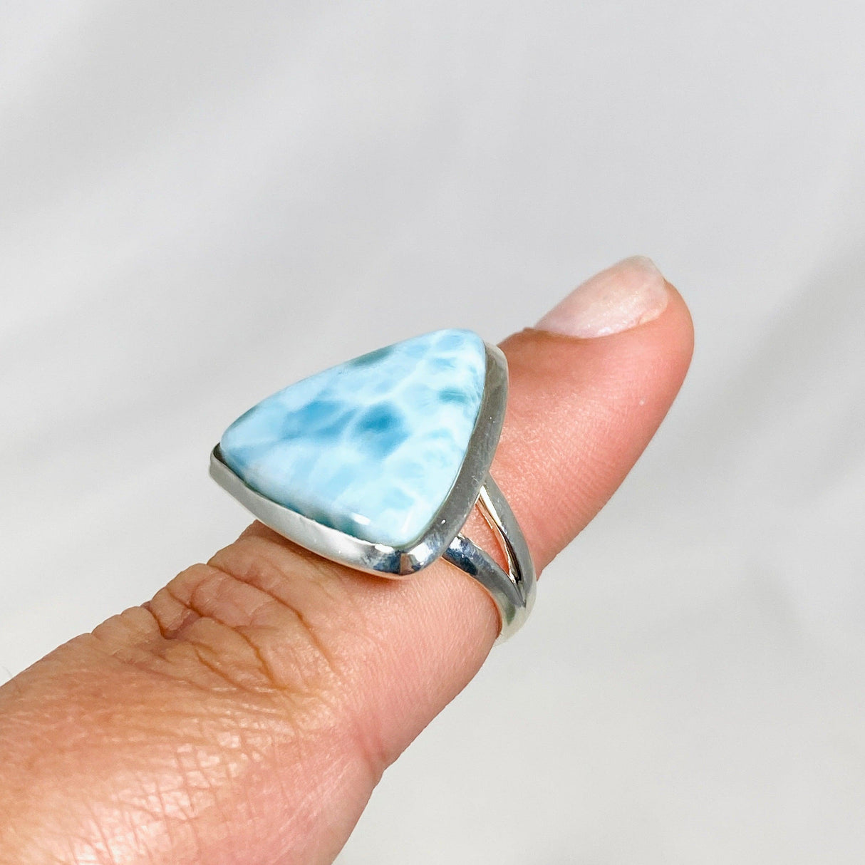 Larimar Triangular Ring Size 6 KRGJ3097 - Nature's Magick