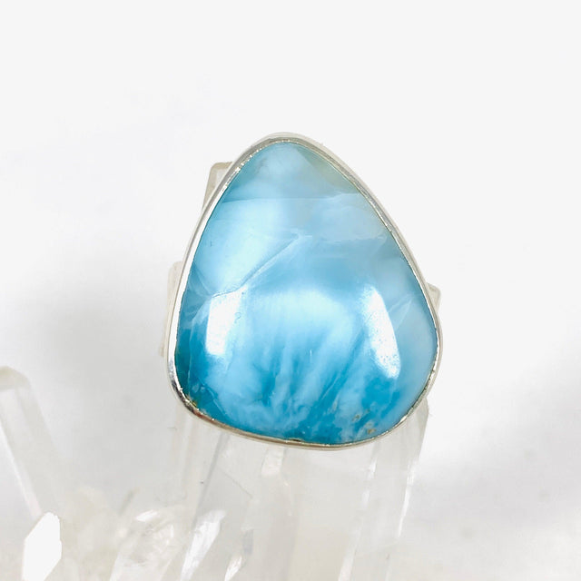 Larimar Triangular Ring with Hammered Band Size 11 KRGJ3100 - Nature's Magick