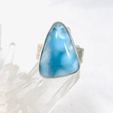 Larimar Triangular Ring with Hammered Band Size 11 KRGJ3101 - Nature's Magick