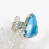 Larimar Triangular Ring with Hammered Band Size 11 KRGJ3101 - Nature's Magick